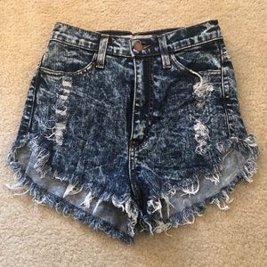 Vibrant MIU Acid Wash High Waist Shorts